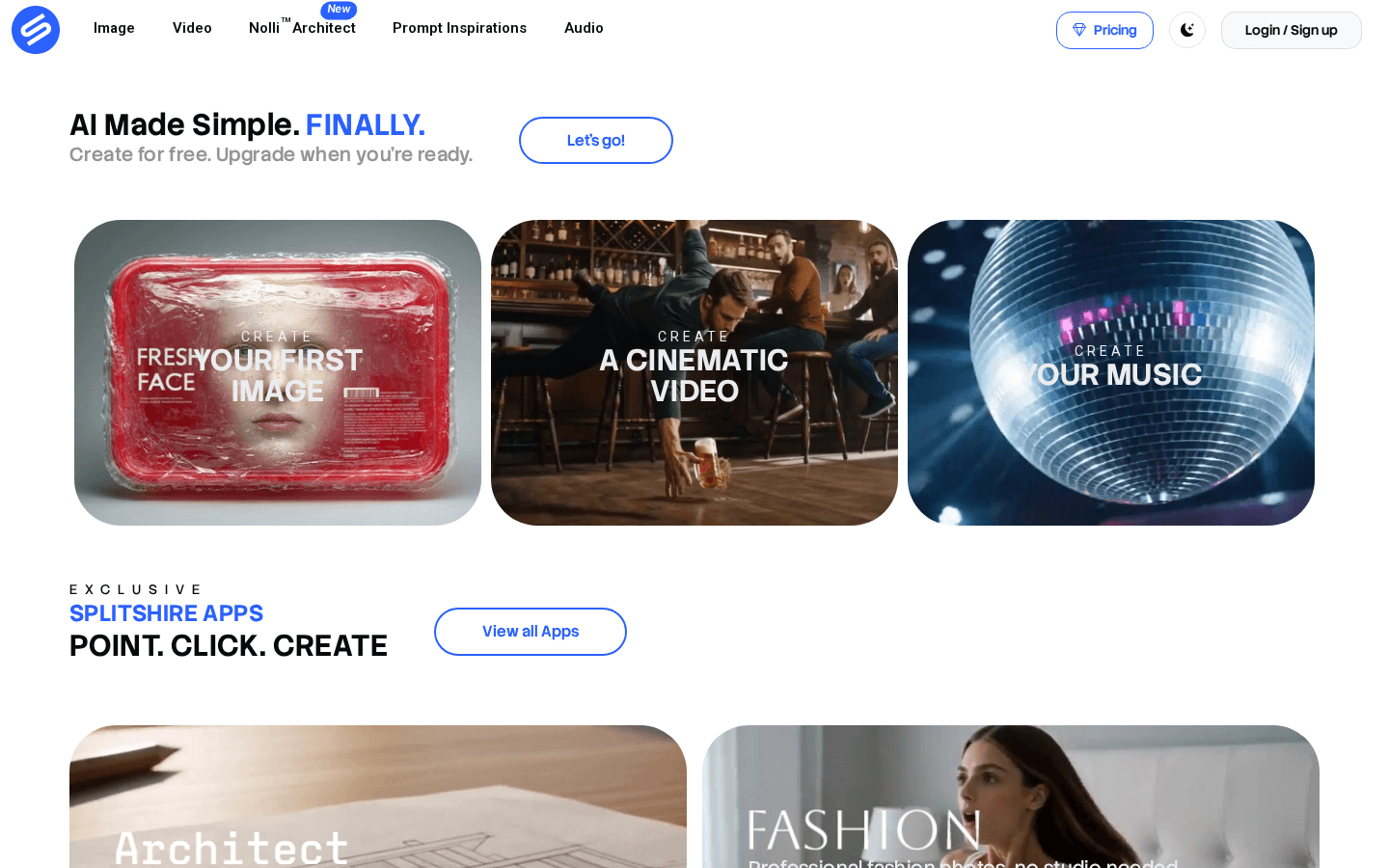 SplitShire generative AI platform website